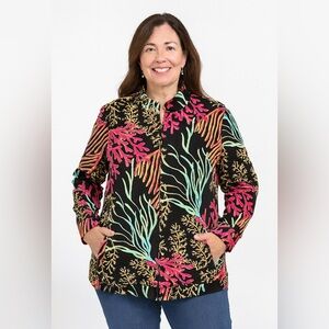 Sun bay Vibrant Tropical print zipper sweatshirt size XL
